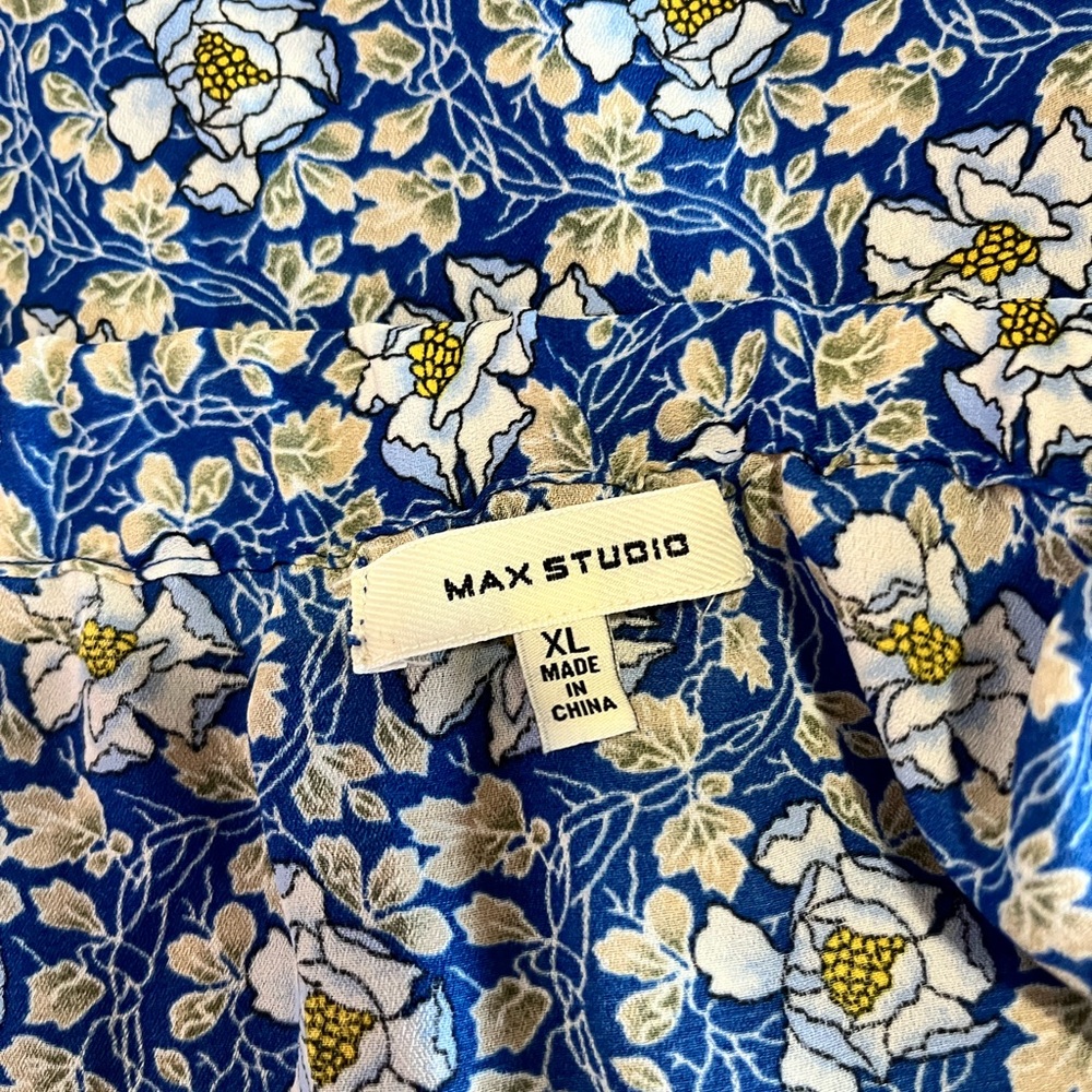 Max Studio cottagecore Parisian casual picnic core Blue Floral Maxi Skirt sz XL - Picture 4 of 8